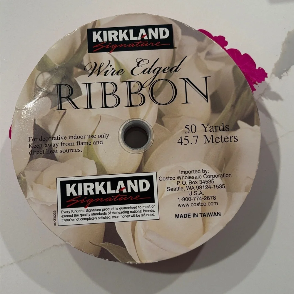 Kirkland Signature Floral Wire Edged Ribbon… 1.5 Inch by 50 Yards… NWT